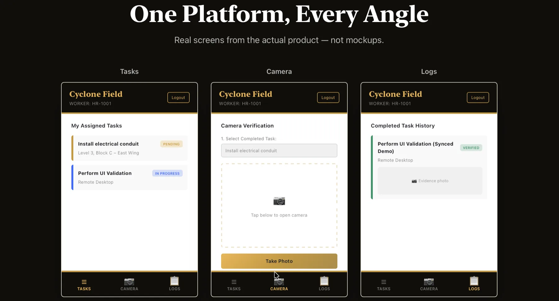 Cyclone Field Worker Screens